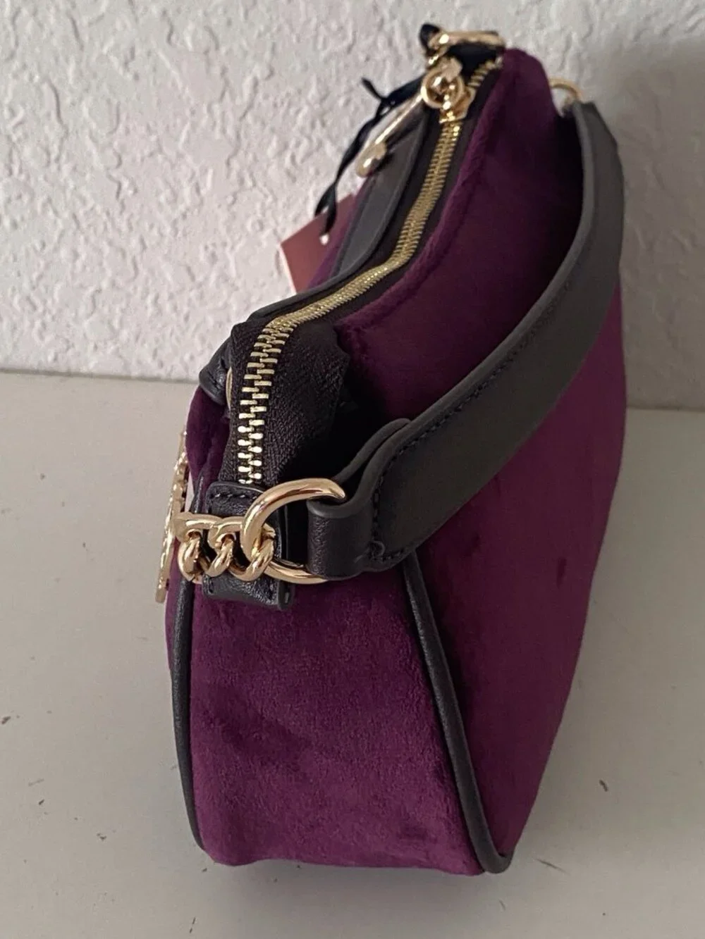 Juicy Couture Juicy Renaissance Shoulder Bag Pickled Beet W/Charm Crown Velvet